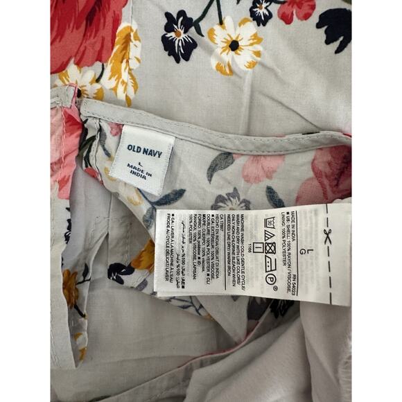 Old Navy floral flutter sleeve Size L red pink and yellow Maxi Dress - Picture 10 of 10